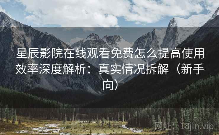 星辰影院在线观看免费怎么提高使用效率深度解析：真实情况拆解（新手向）