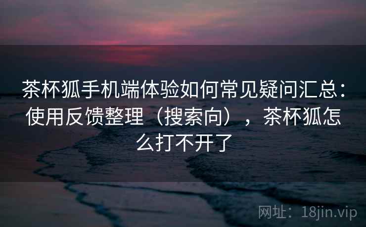 茶杯狐手机端体验如何常见疑问汇总：使用反馈整理（搜索向），茶杯狐怎么打不开了